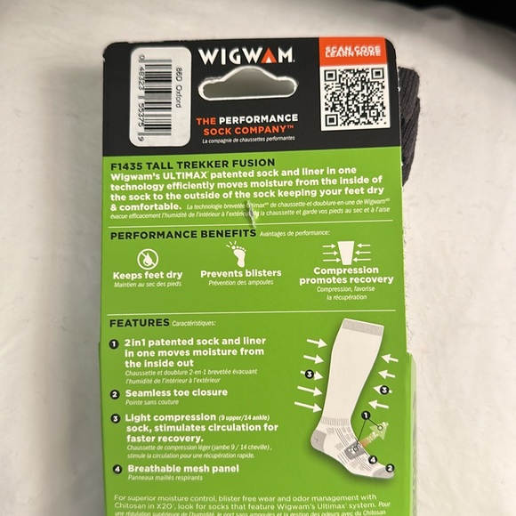 🥷🏿🥷🏿🥷🏿 Bundle 2 pairs of socks Wigwam Ultimax Tall Fusion Compression Fit - Picture 5 of 7